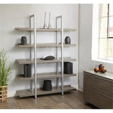 K103 Contemporary Open Bookcase with 5 Shelves in Gray